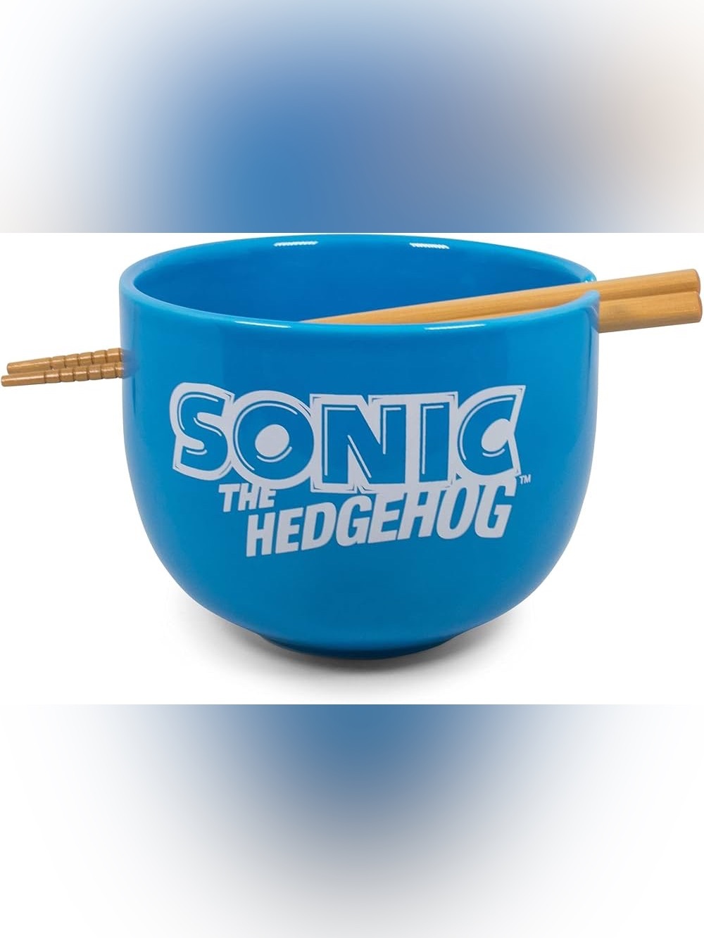 Sonic the Hedgehog Blue Ramen Bowl with Chopsticks- New - Picture 3 of 3